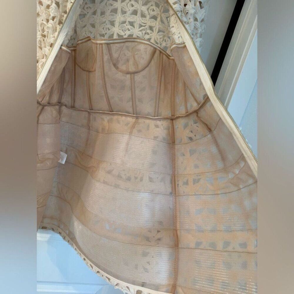 NWOT BRONX AND BANCO CASEY BEIGE MINI DRESS, wedding bridal long sleeve dress - Picture 9 of 16